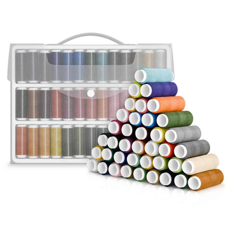 Luxbon Sewing Machine Thread Set - 39 Colors Polyester Thread for Sewing Machine & Hand Embroidery, 140 Yards Per Spool, Bright Colors That Won't Fade - Ensures Smooth Stitching with Most Fabrics - Image 1